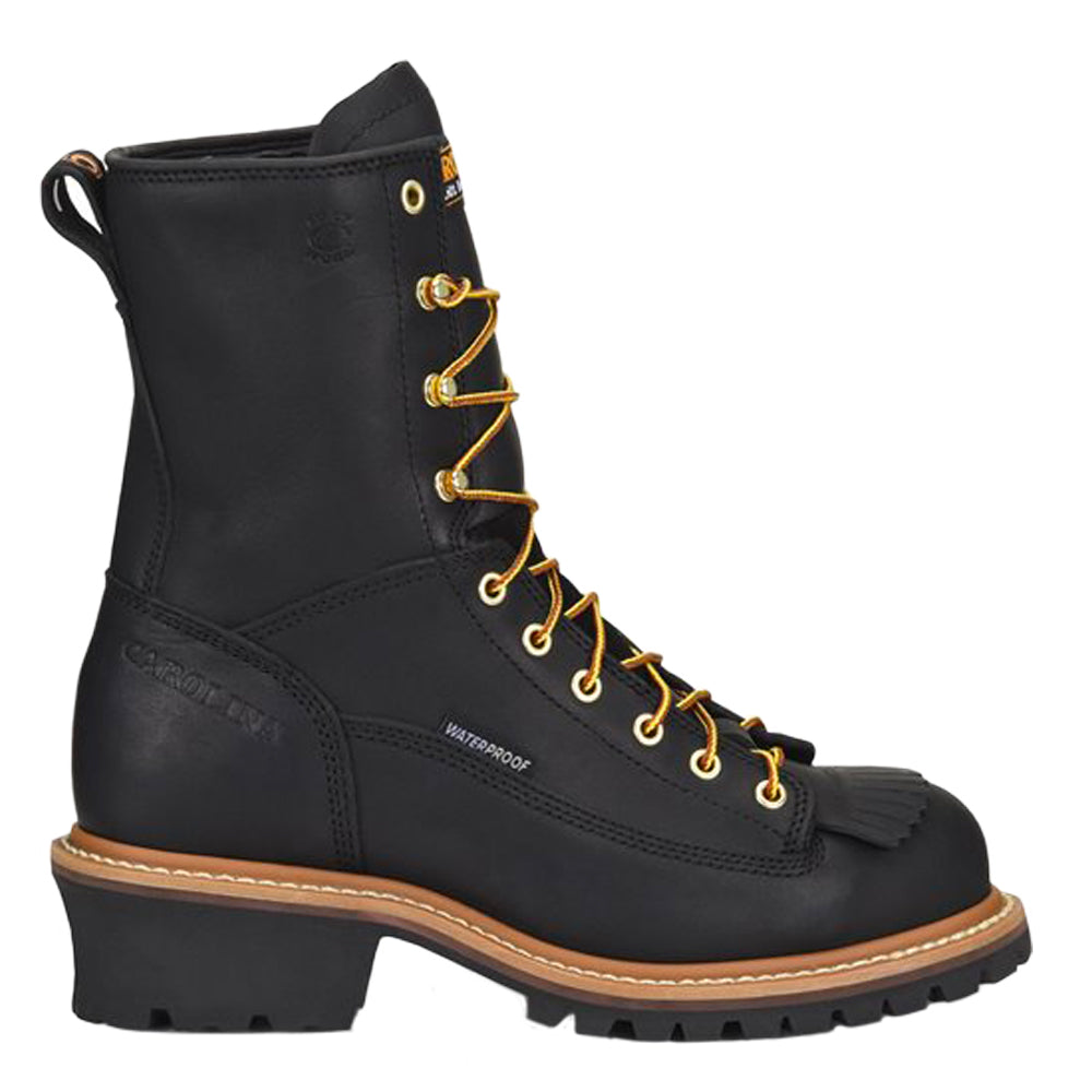Carolina Men's Spruce Waterproof 8" Steel Toe Work Boot Logger Boots Carolina Black 10 D