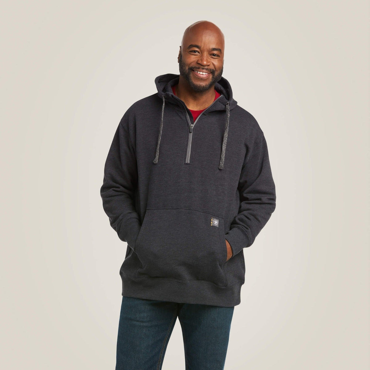 Ariat Men's Rebar Workman Quarter Zip Hoodie Sweatshirts & Hoodies Ariat Charcoal 2XL Reg