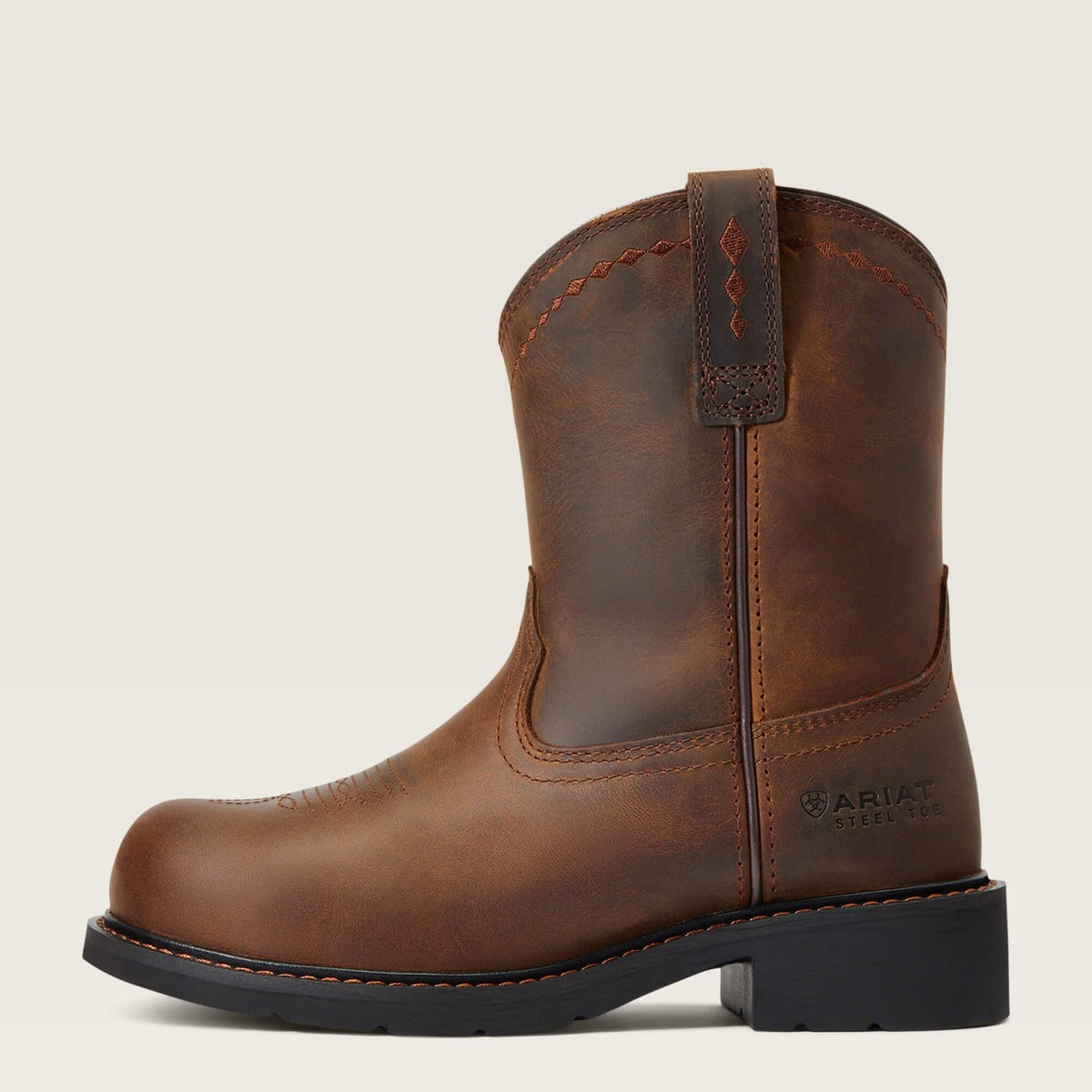 Ariat Women's Fatbaby 8" Steel Toe Pull-On Work Boot Work Boots Ariat Distressed Brown 10 B