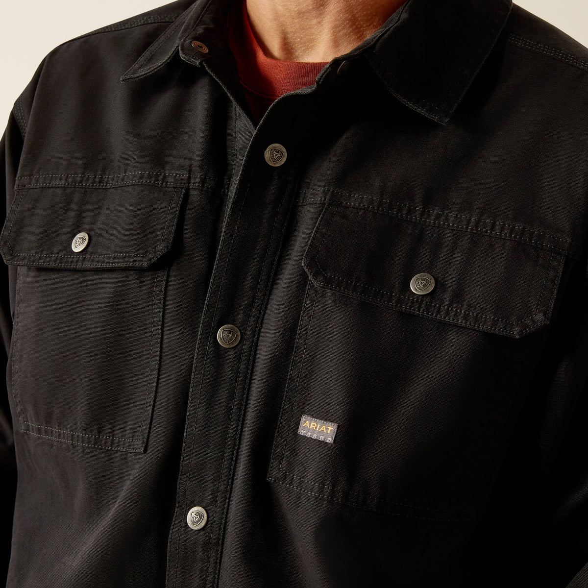 Ariat Men&#39;s Rebar Canvas Snap-Front Shirt Jacket_Black - Work World - Workwear, Work Boots, Safety Gear