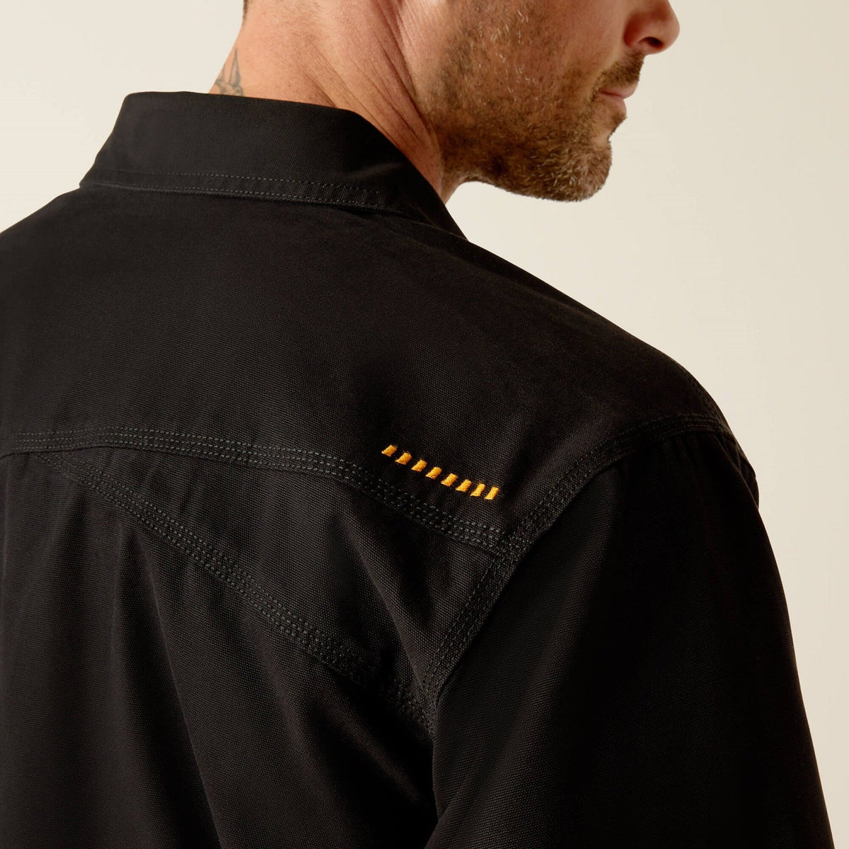 Ariat Men's Rebar Canvas Snap-Front Shirt Jacket_Black Jackets & Coats Ariat