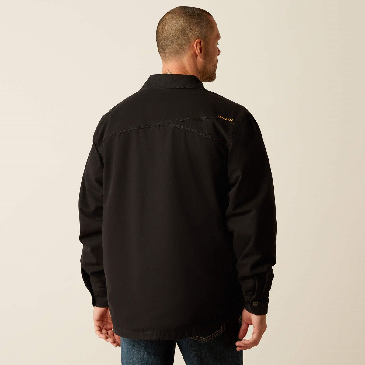 Ariat Men's Rebar Canvas Snap-Front Shirt Jacket_Black Jackets & Coats Ariat