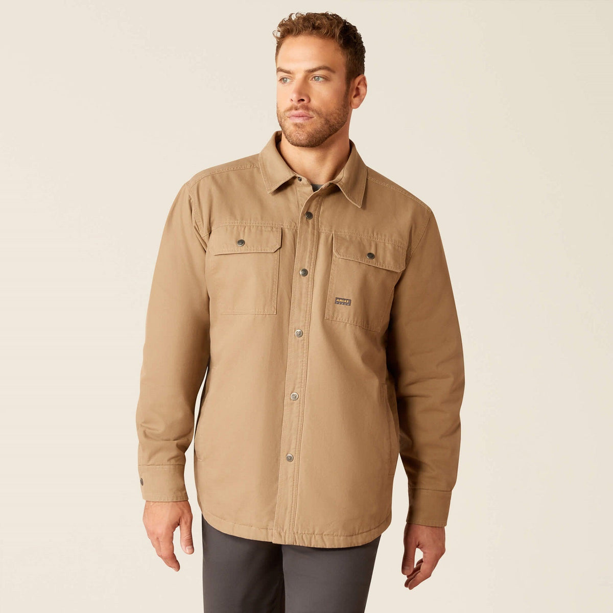 Ariat Men's Rebar Canvas Snap-Front Shirt Jacket Jackets & Coats Ariat Khaki 2XL Reg