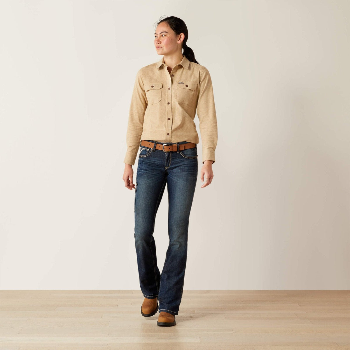Ariat Women's Rebar Flannel Button-Down Long Sleeve Tunic Long Sleeve T-Shirts Ariat