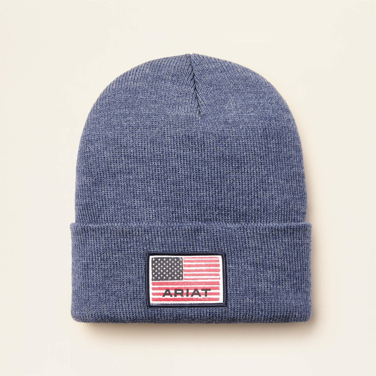 Ariat Men's Rebar American Flag Patch Beanie Hats & Caps Ariat Denim Heather OS