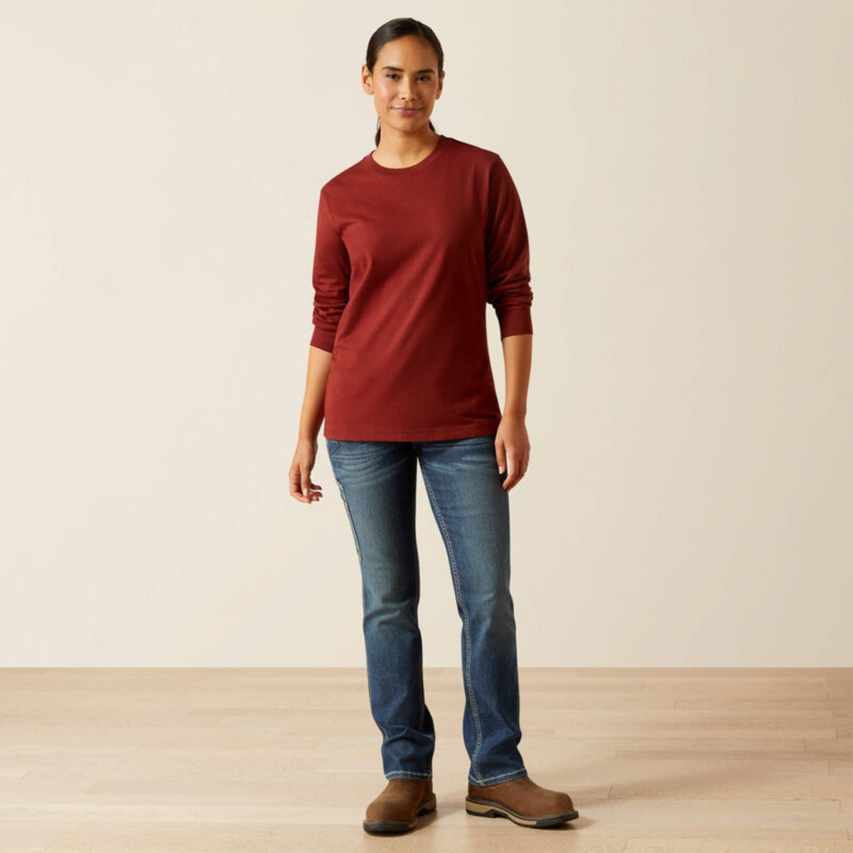 Ariat Women's Rebar CottonStrong Workshop Logo Long Sleeve T-Shirt Long Sleeve T-Shirts Ariat