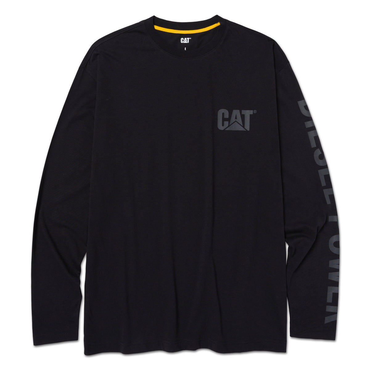 CAT Men's Diesel Powered Graphic Long Sleeve T-Shirt Long Sleeve T-Shirts CAT Black/Black 2XL Reg