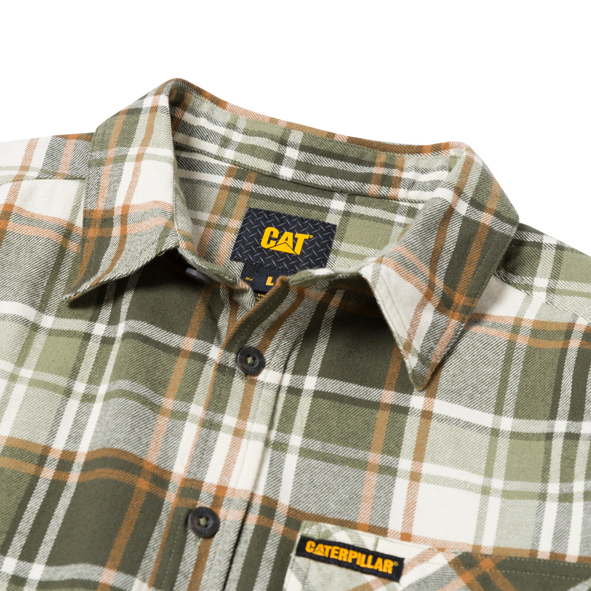 CAT Men's Button-Up Long Sleeve Flannel Work Shirt Work Shirts CAT