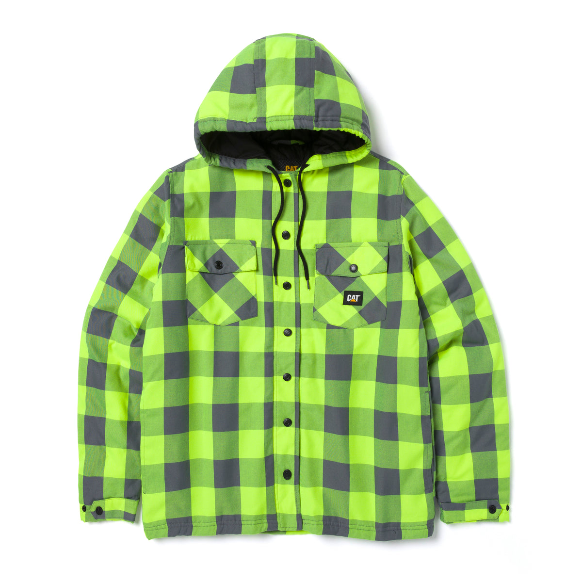 CAT Men's EV Snap-Front Hooded Flannel Shirt Jac