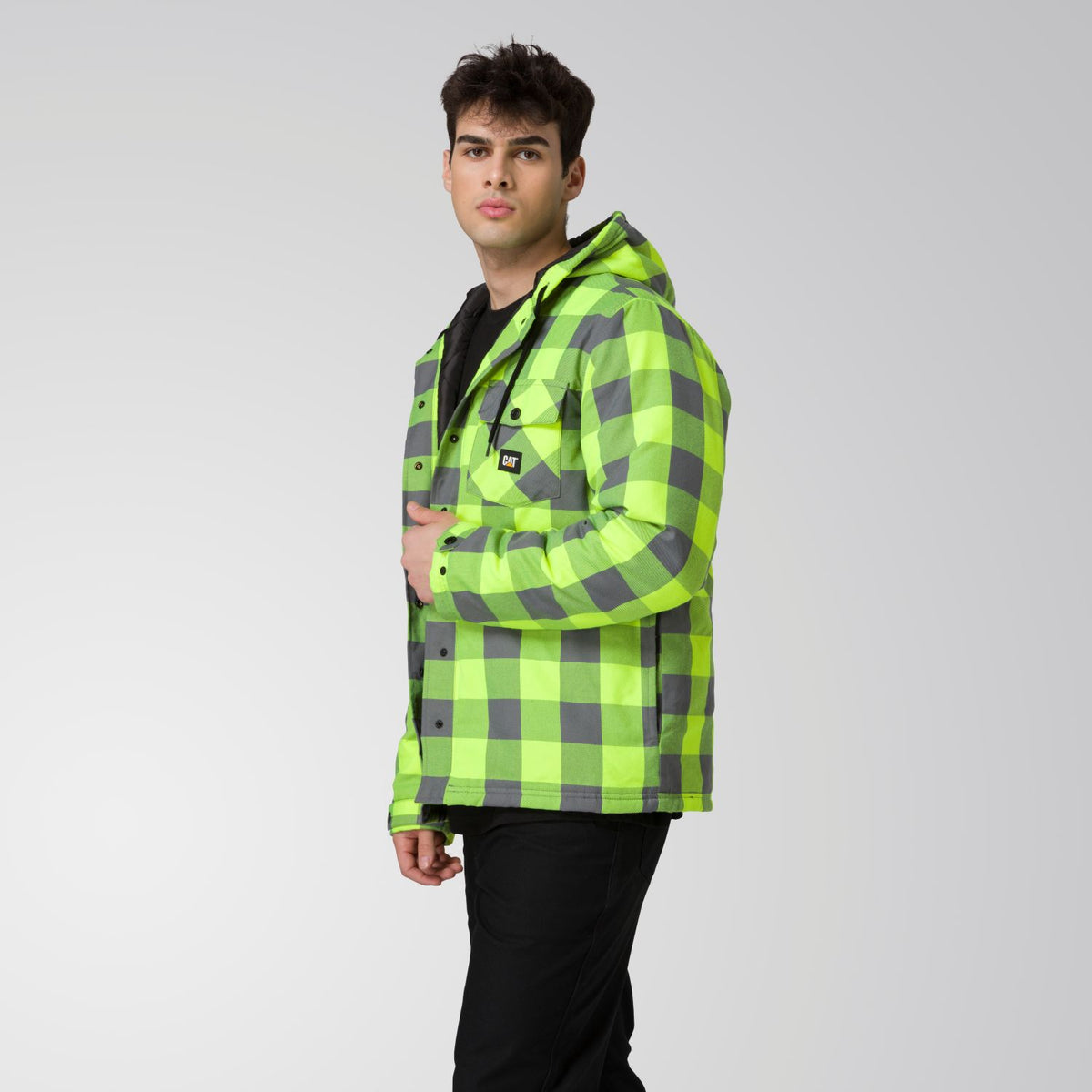 CAT Men's EV Snap-Front Hooded Flannel Shirt Jac