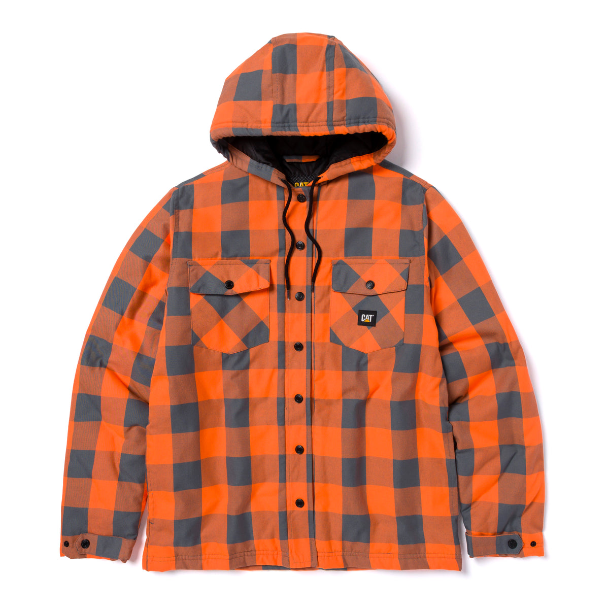 CAT Men's EV Snap-Front Hooded Flannel Shirt Jac