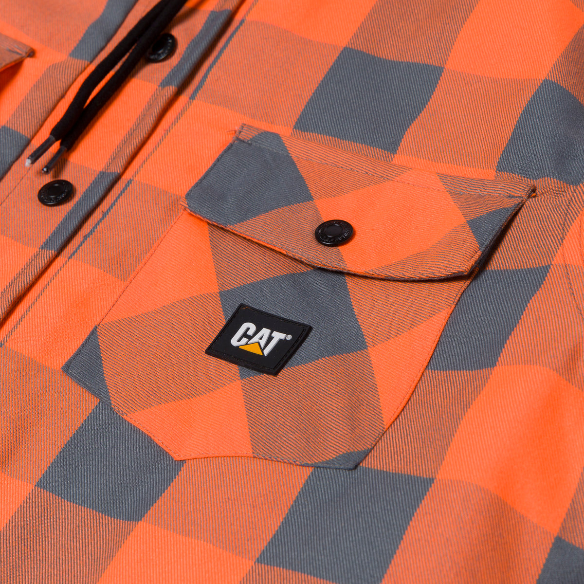 CAT Men's EV Snap-Front Hooded Flannel Shirt Jac