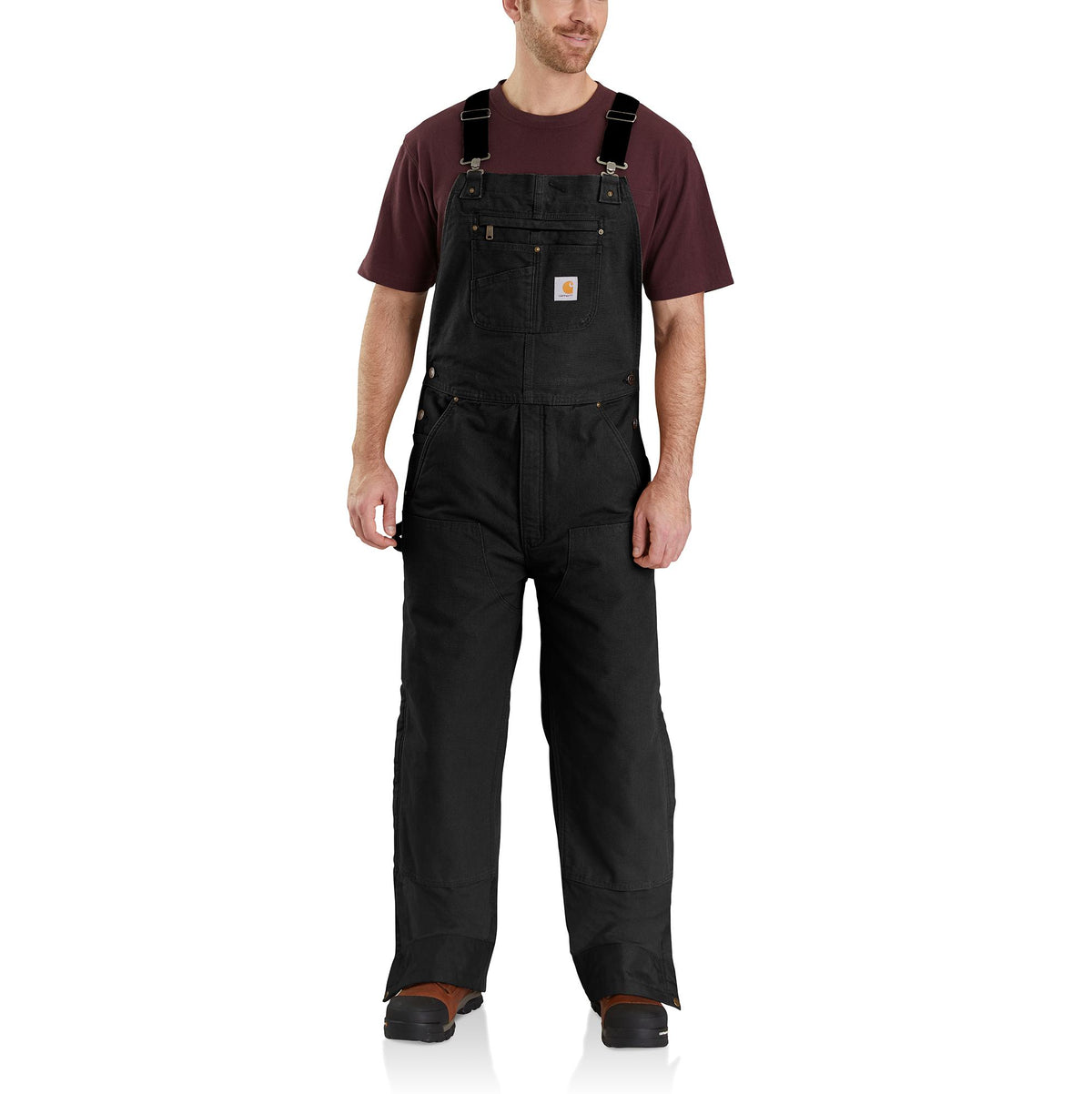 Carhartt Men's Quilt Lined Duck Bib Overall Bibs & Overalls Carhartt Black 2XL Reg