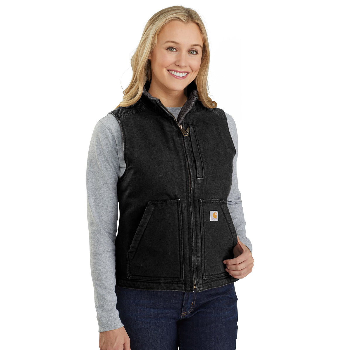 Carhartt Women's Washed Duck Mock Neck Vest Vests Carhartt Black 1XL Plus
