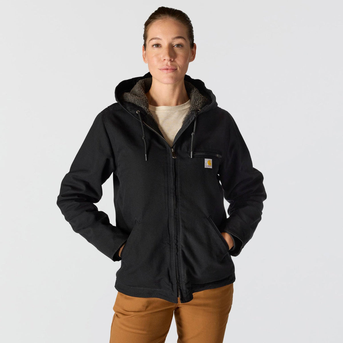 Carhartt Women's Washed Duck Sherpa Jacket Jackets & Coats Carhartt Black 1XL Plus