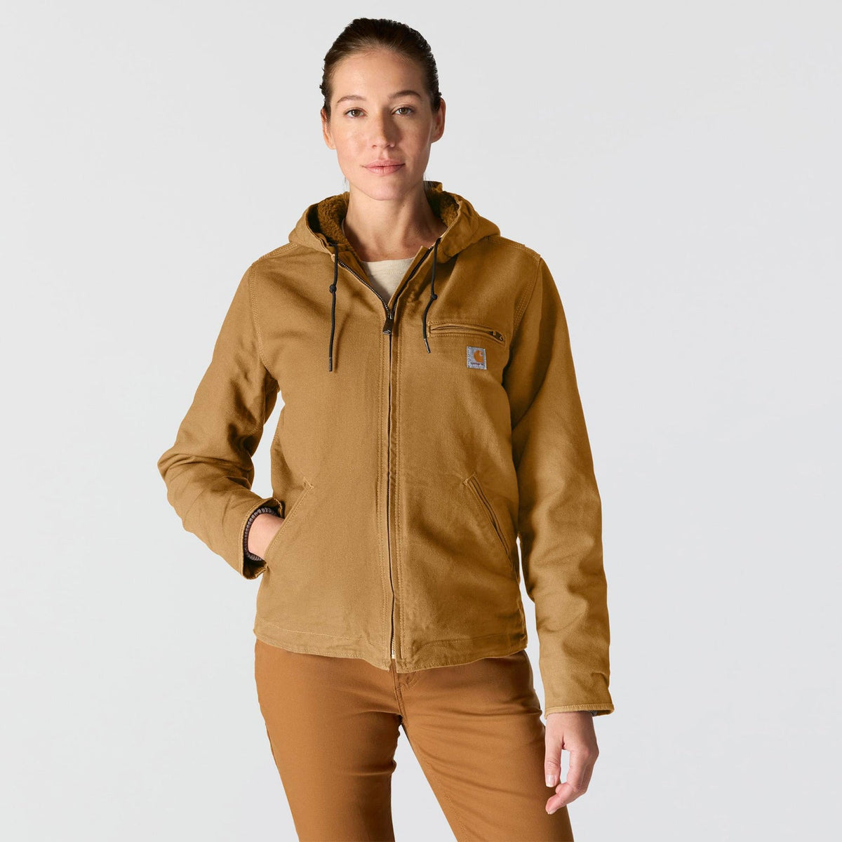 Carhartt Women's Washed Duck Sherpa Jacket Jackets & Coats Carhartt Carhartt Brown 1XL Plus