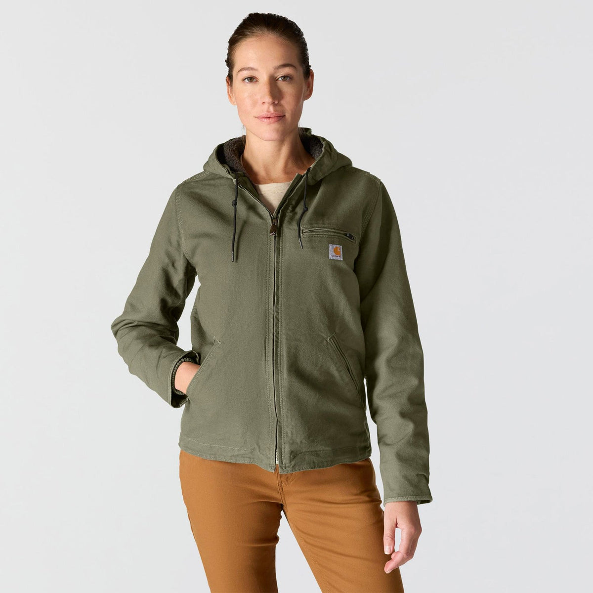 Carhartt Women's Washed Duck Sherpa Jacket Jackets & Coats Carhartt Basil 1XL Plus