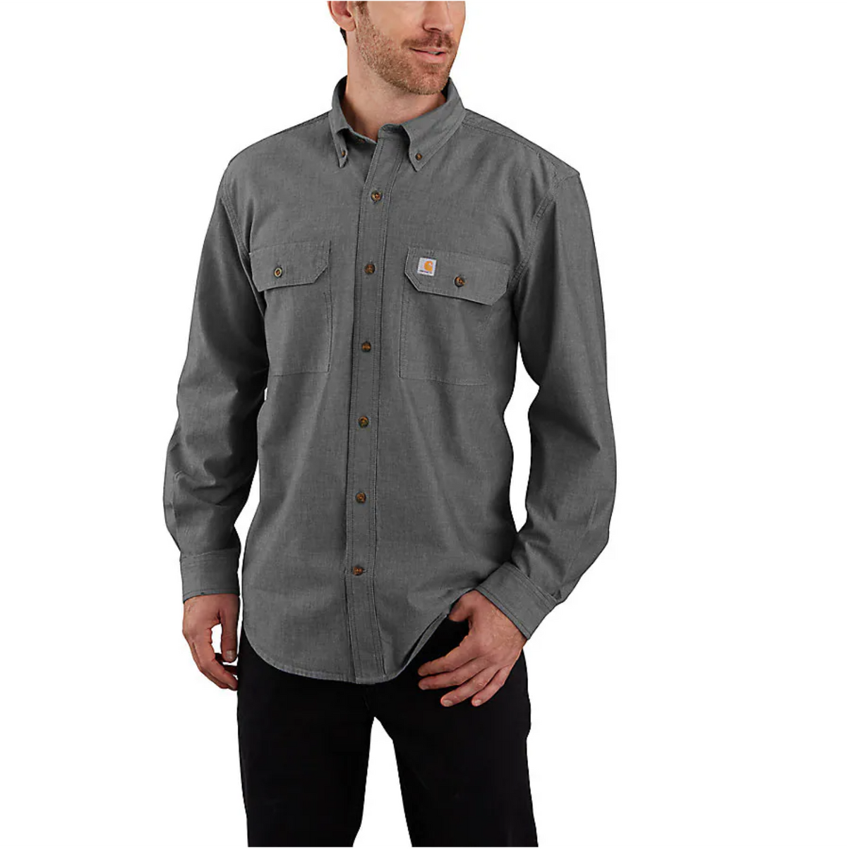 Carhartt Men&#39;s Midweight Chambray Buton-Down Long Sleeve Work Shirt - Work World - Workwear, Work Boots, Safety Gear