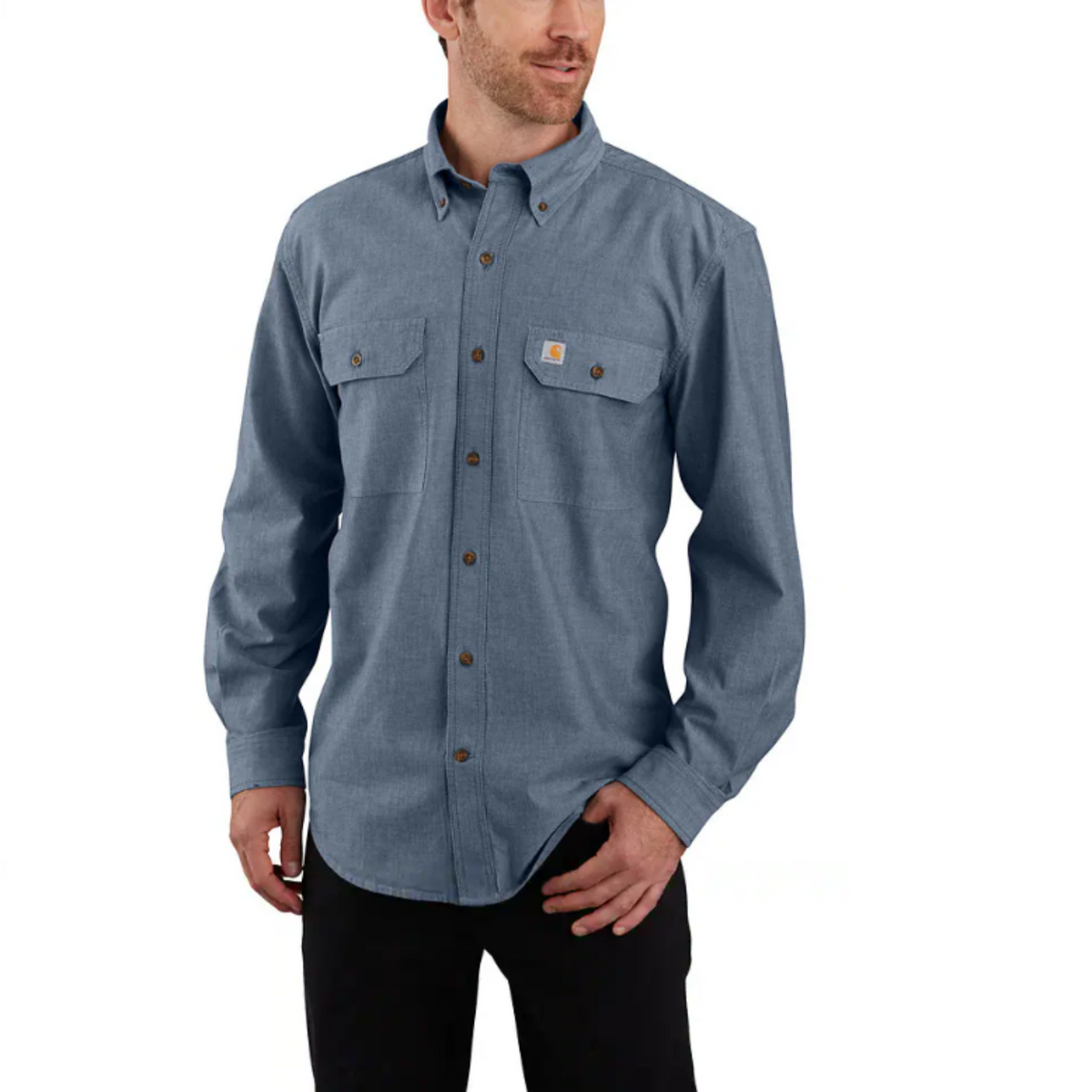 Carhartt Men&#39;s Midweight Chambray Buton-Down Long Sleeve Work Shirt - Work World - Workwear, Work Boots, Safety Gear