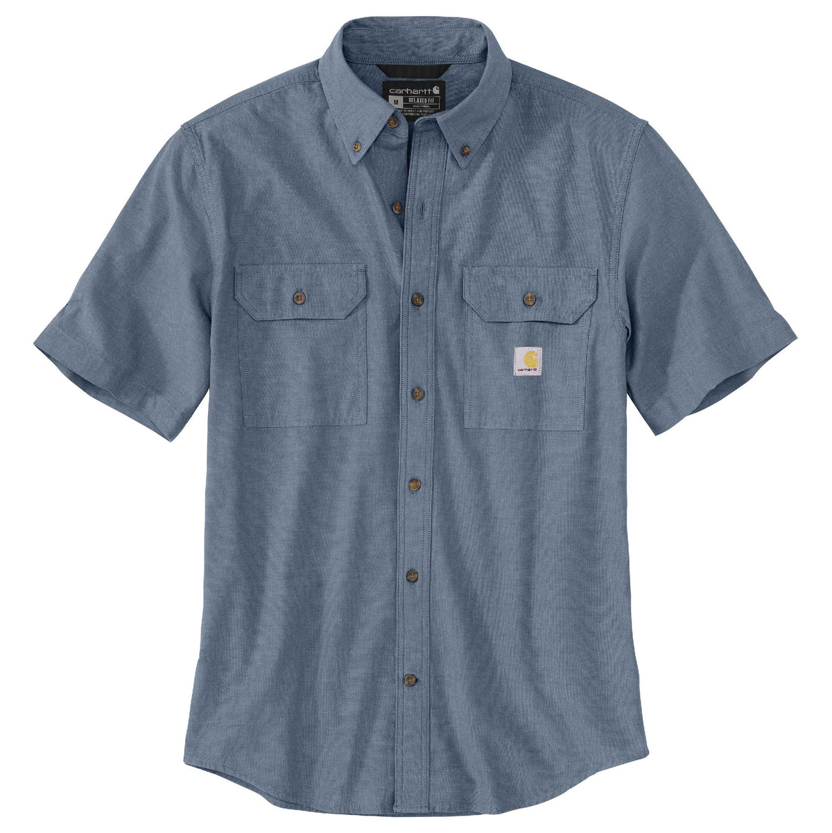 Carhartt Men's Loose Fit Midweight Chambray Short Sleeve Shirt Work Shirts Carhartt Denim Blue Chambray 2XL Reg