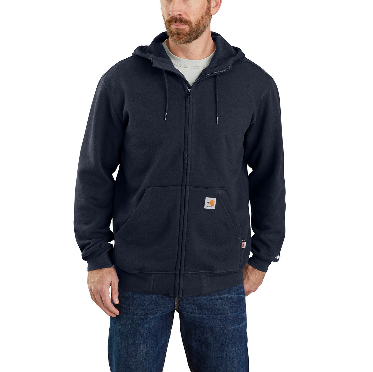 Carhartt Men's Flame-Resistant Force® Loose Fit Midweight Zip Front Sweatshirt Sweatshirts & Hoodies Carhartt Navy 2XL Reg