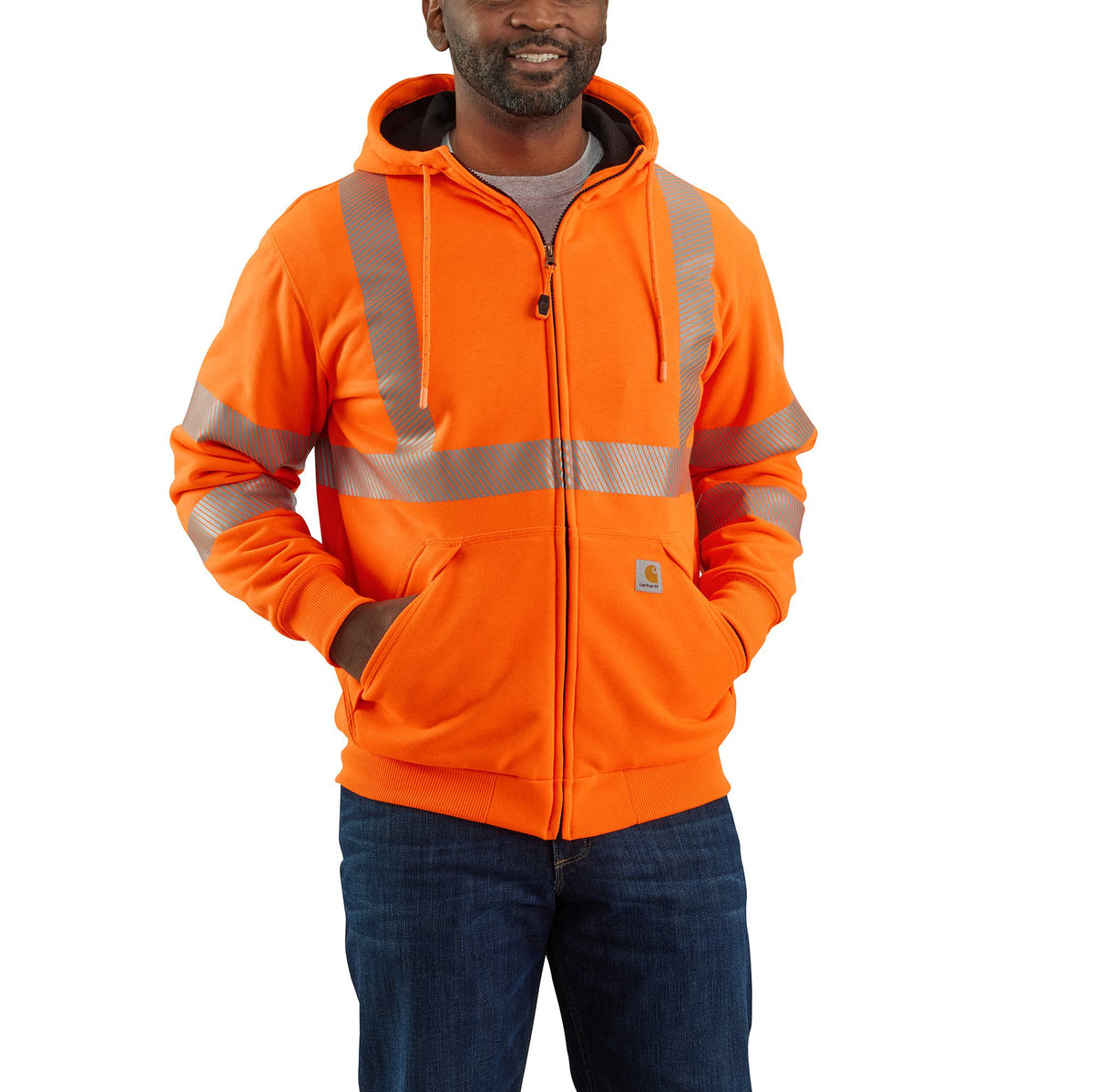 Carhartt Men's Hi-Vis Rain Defender® Thermal Lined Class 3 Sweatshirt Sweatshirts & Hoodies Carhartt Brite Orange 2XL Reg