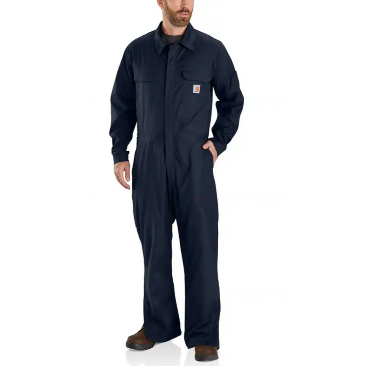 Carhartt Men's Rugged Flex Canvas Coverall Bibs & Overalls Carhartt Navy 2XL Reg