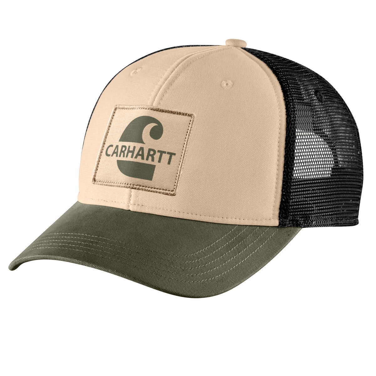 Carhartt Men's Canvas Mesh-Back Logo Graphic Cap Hats & Caps Carhartt White Truffle OS