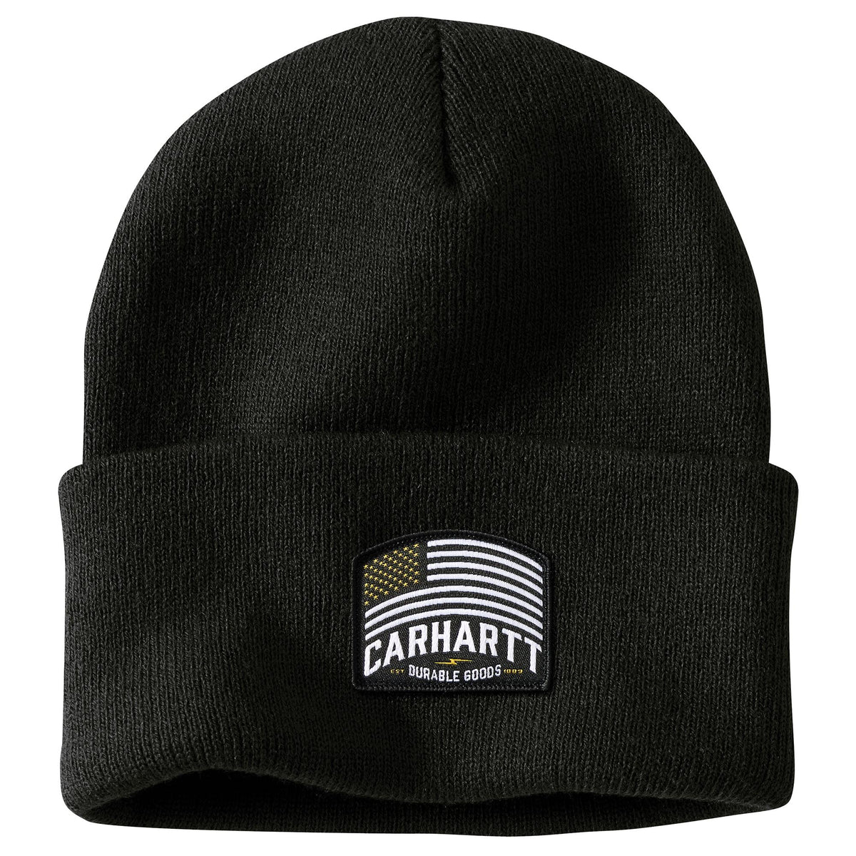 Carhartt Unisex Knit Flag Patch Beanie Hats & Caps Carhartt Black OS