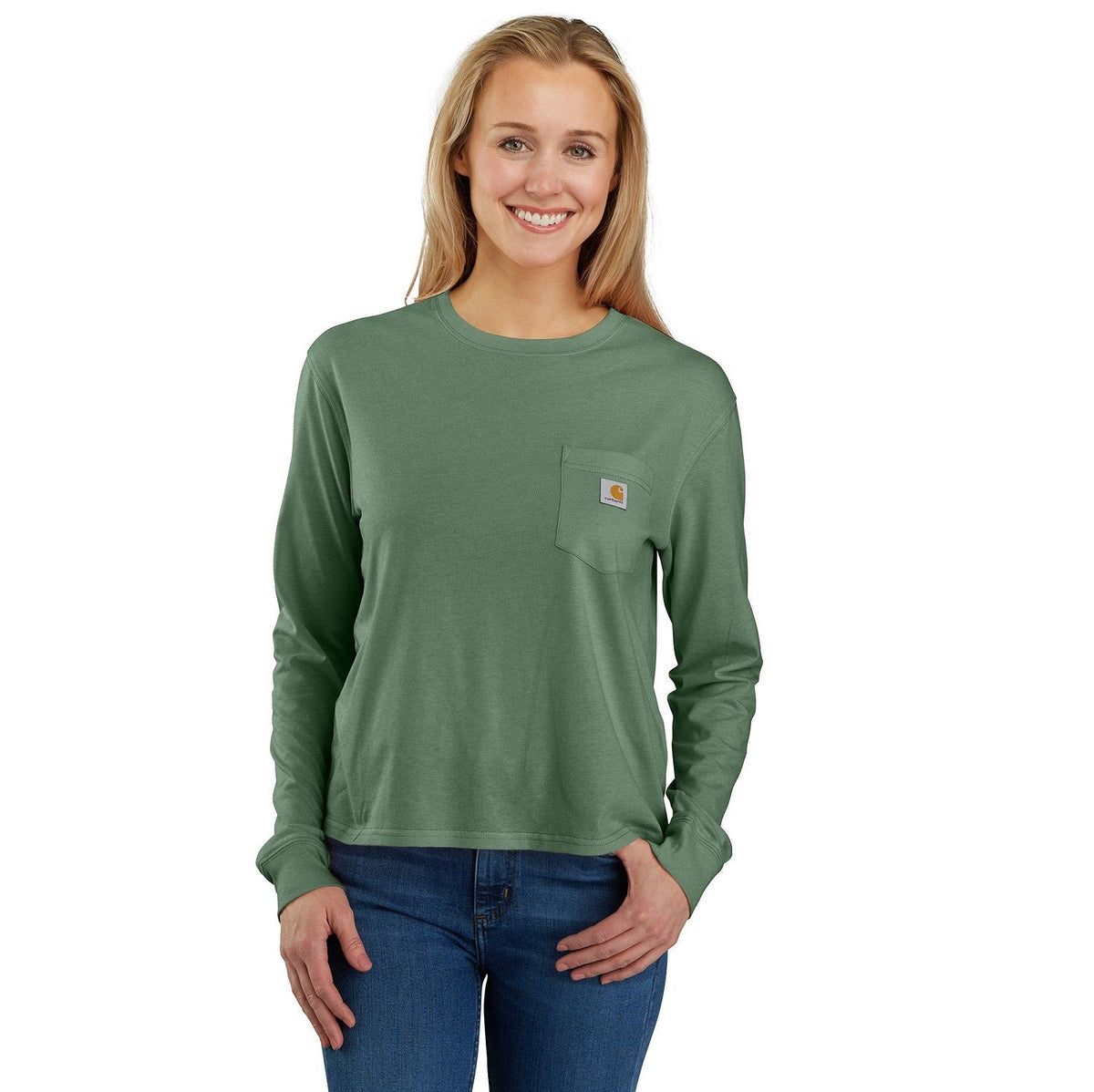 Carhartt Women's Tencel Loose Fit Lightweight Crewneck Pocket Long Sleeve T-Shirt Long Sleeve T-Shirts Carhartt Frosted Balsam 2XL Reg