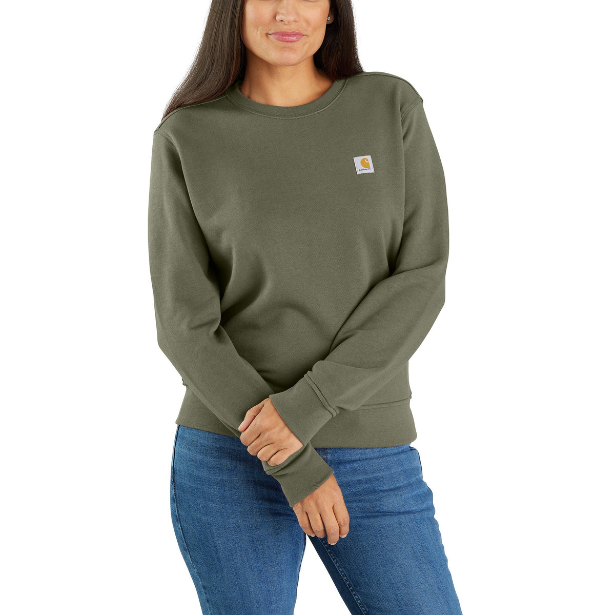 Carhartt Women's Relaxed Fit French Terry Crewneck Sweatshirt Sweatshirts & Hoodies Carhartt Dusty Olive 2XL Reg