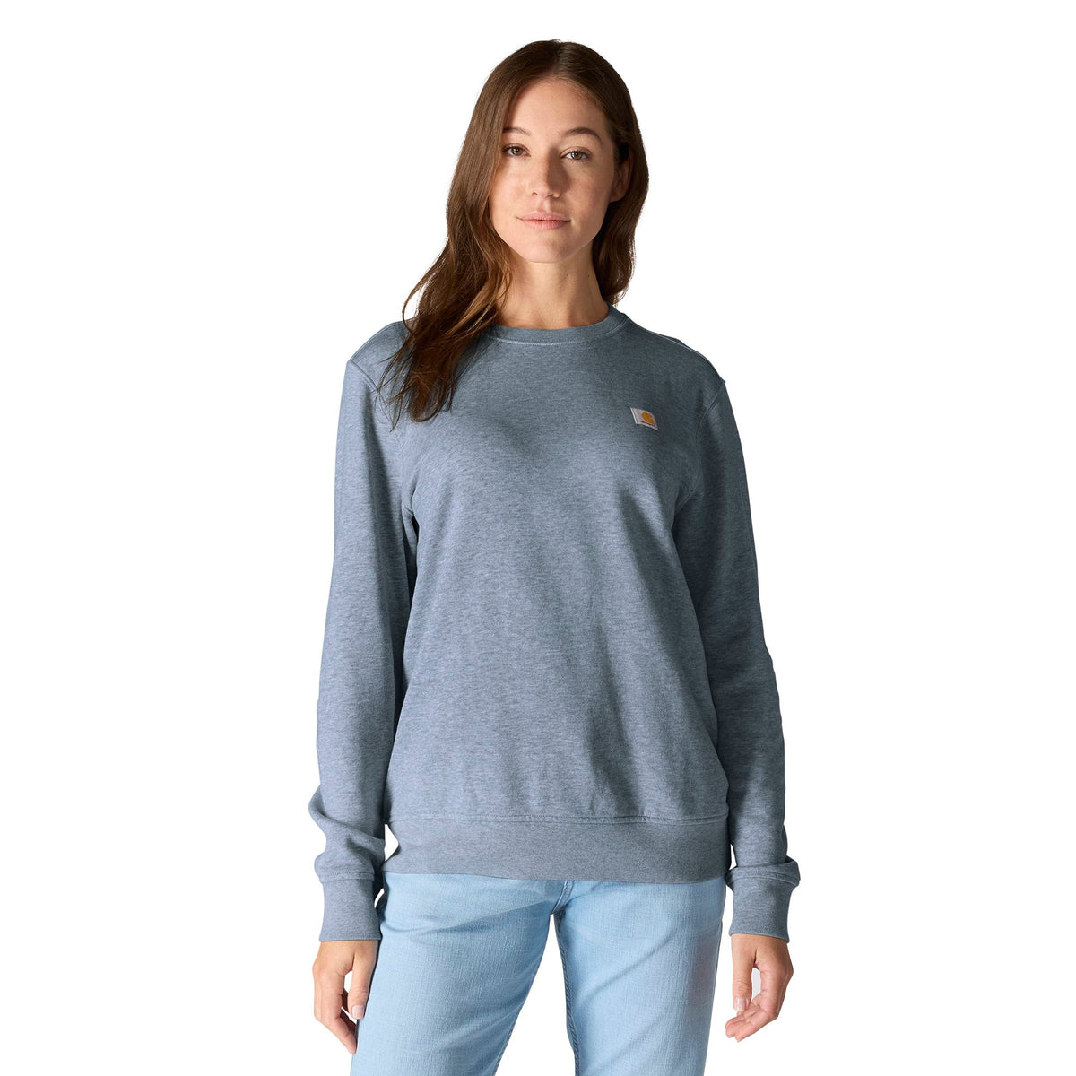 Carhartt Women's Relaxed Fit French Terry Crewneck Sweatshirt Sweatshirts & Hoodies Carhartt Light Faded Navy Heather 2XL Reg