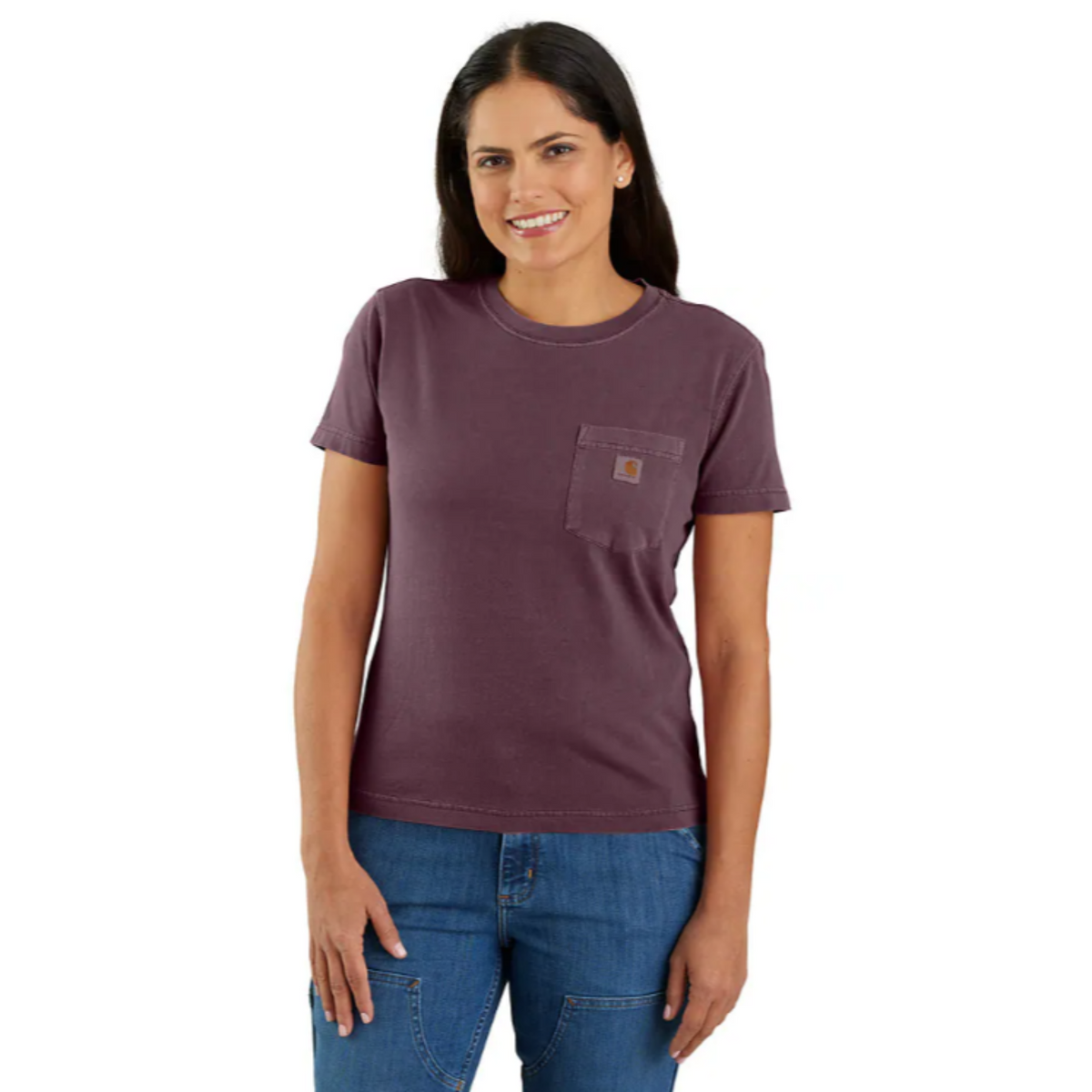 Carhartt Women's Re-Engineered Garment Dyed Pocket Short Sleeve T-Shirt T-Shirts Carhartt Eggplant 2XL Reg