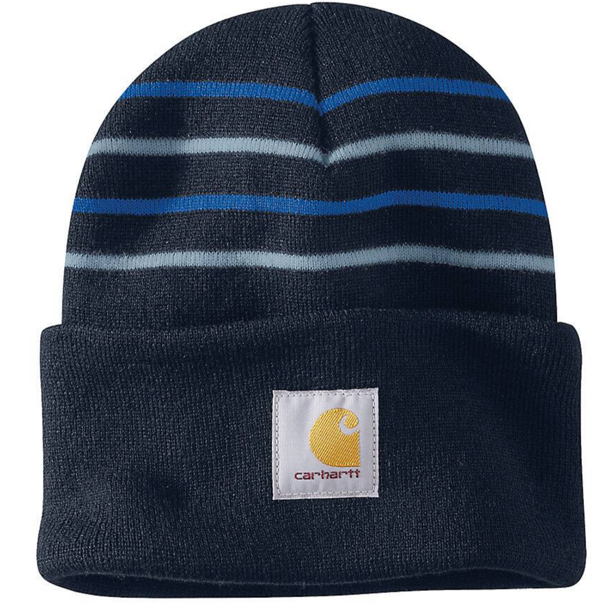 Carhartt Knit Stripe Logo Patch Cuffed Beanie - Work World - Workwear, Work Boots, Safety Gear