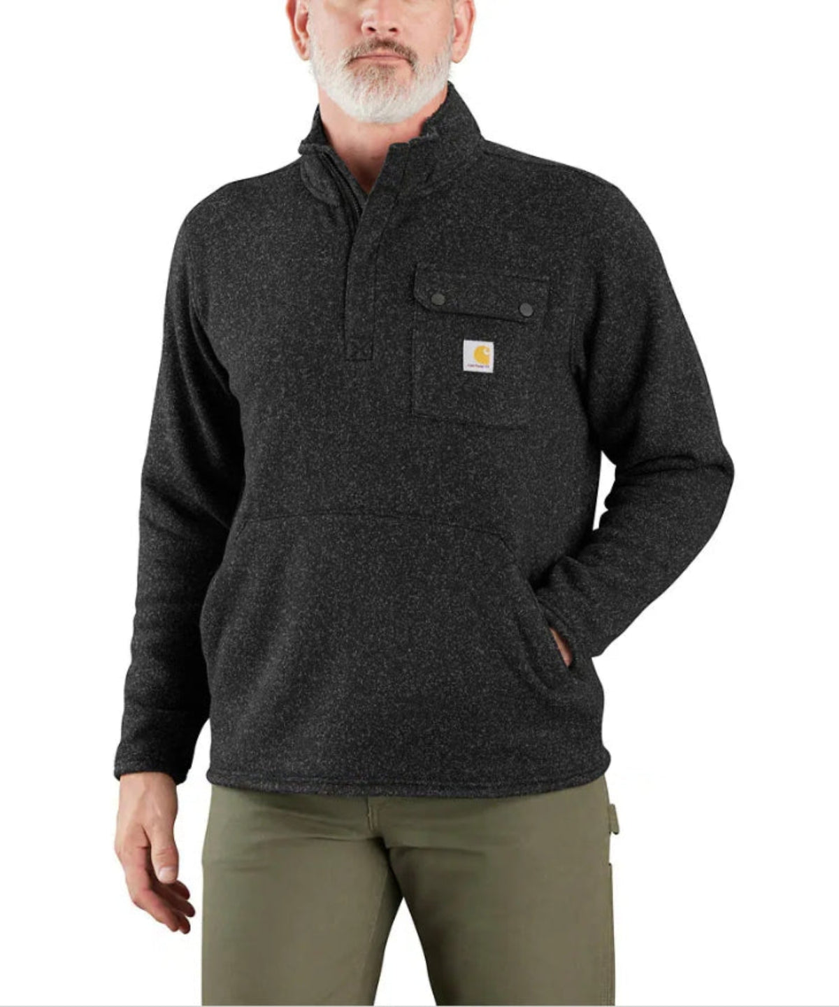 Carhartt Men's Relaxed Fit Midweight 1/4 Zip Chest Pocket Fleece Sweater Jackets & Coats Carhartt Black 2XL Reg