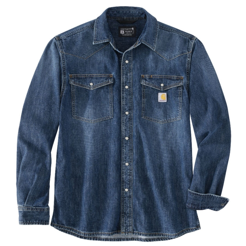 Carhartt Men's Montana Relaxed Fit Midweight Button-Down Denim Work Shirt Work Shirts Carhartt Wyatt 2XL Reg