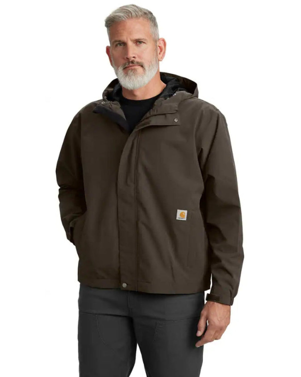 Carhartt Men's Storm Defender® Waterproof Loose Fit Lightweight Hooded Jacket Jackets & Coats Carhartt Dark Coffee 2XL Reg