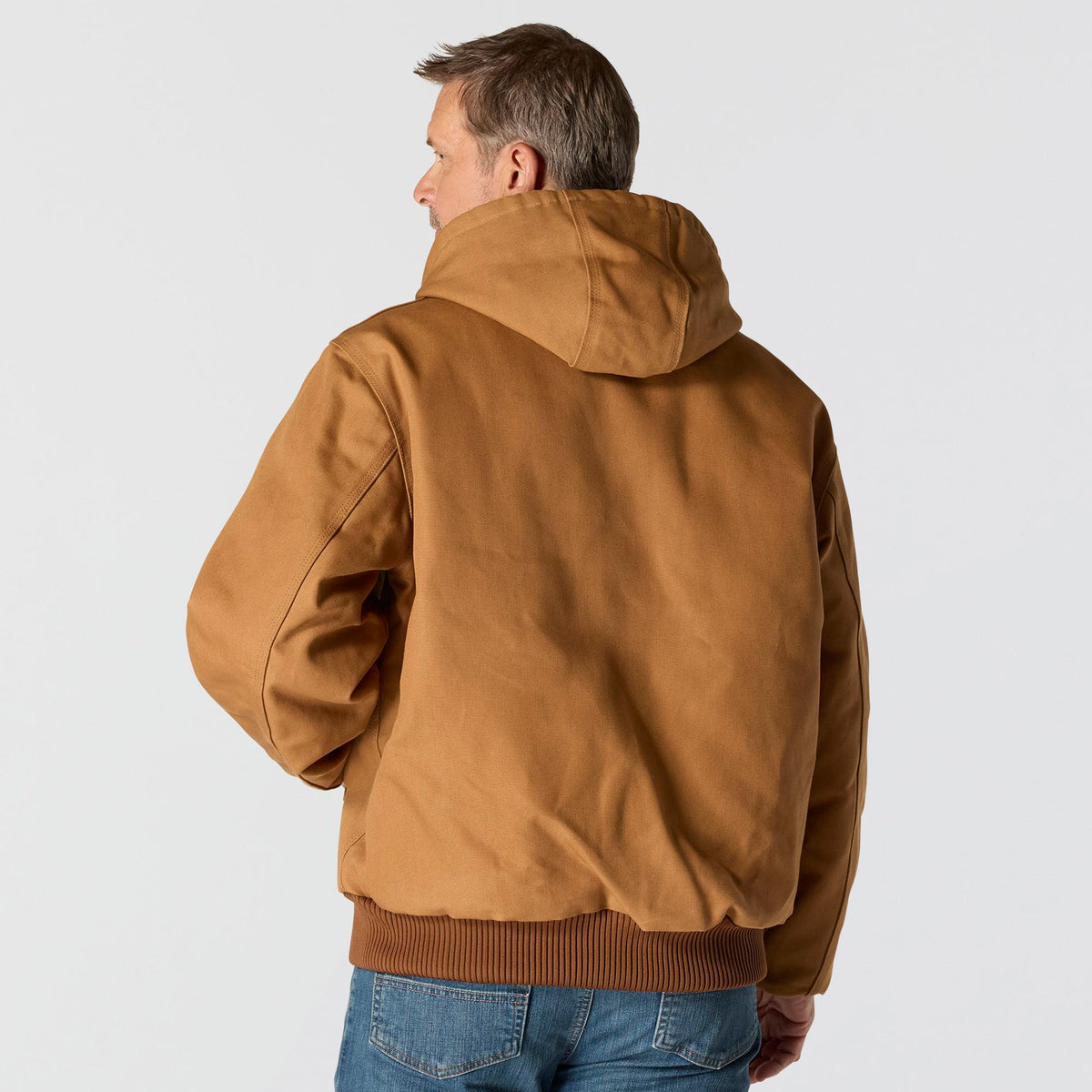 Carhartt Men's Flannel Lined Firm Duck Zip Hooded Active Jacket - Work World - Workwear, Work Boots, Safety Gear