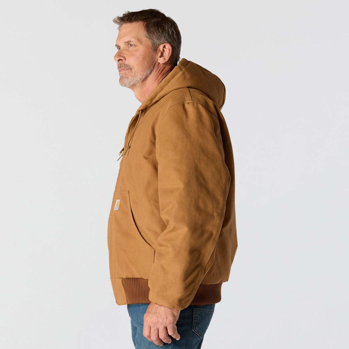 Carhartt Men's Flannel Lined Firm Duck Zip Hooded Active Jacket - Work World - Workwear, Work Boots, Safety Gear