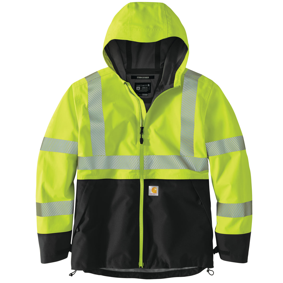 Carhartt Men&#39;s Hi-Vis Waterproof Storm Defender® Class 3 Hooded Jacket - Work World - Workwear, Work Boots, Safety Gear