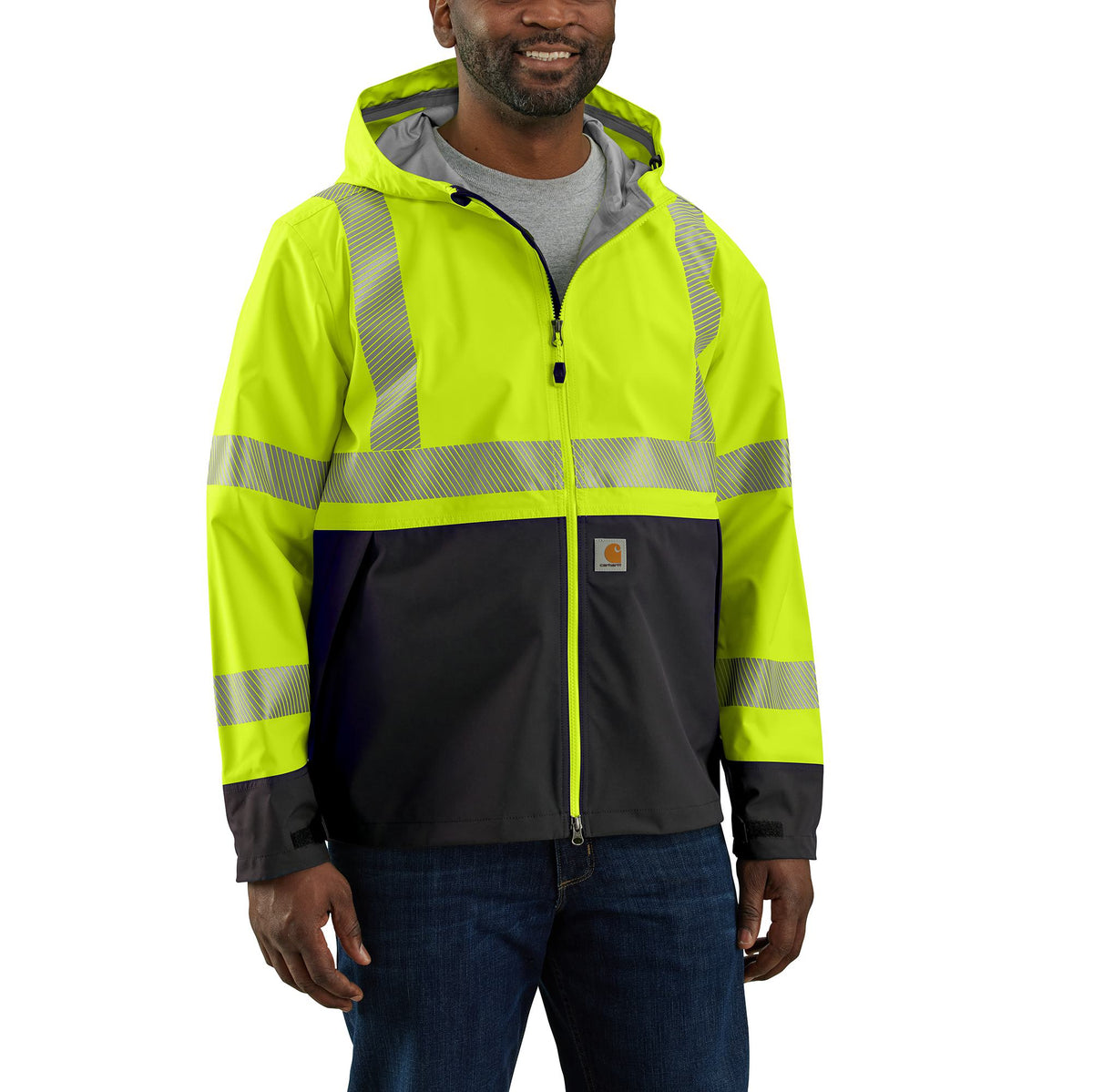 Carhartt Men&#39;s Hi-Vis Waterproof Storm Defender® Class 3 Hooded Jacket - Work World - Workwear, Work Boots, Safety Gear