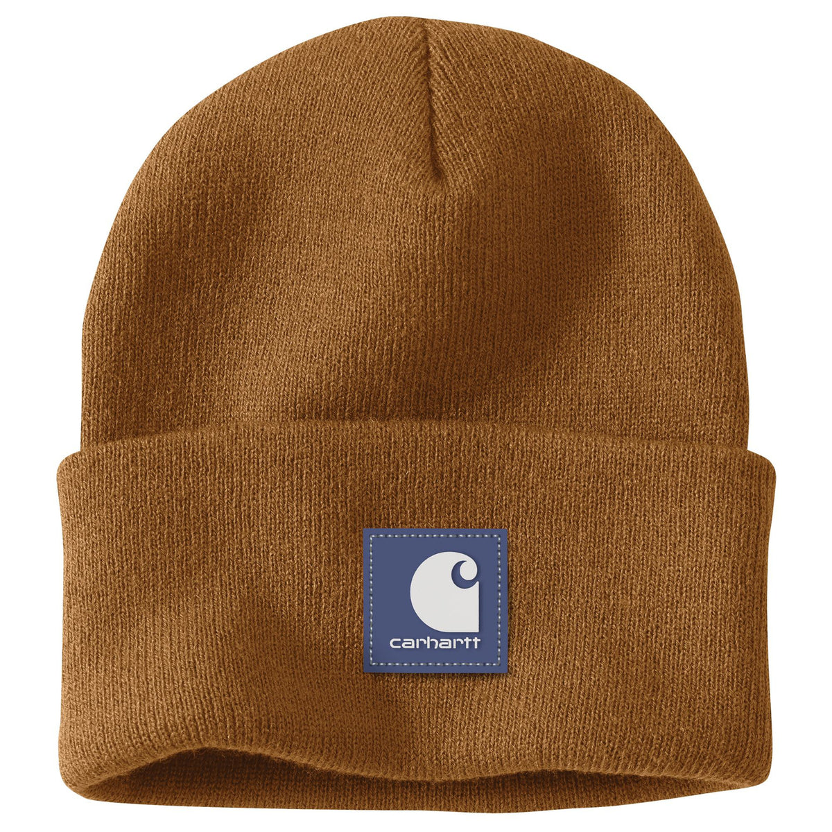 Carhartt Acrylic Rib Knit Rubber Patch Beanie Hats & Caps Carhartt Carhartt Brown/Lunar Blue OS