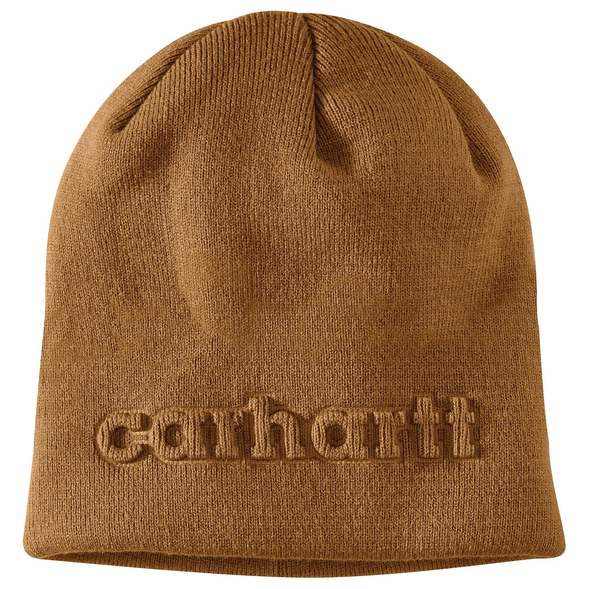 Carhartt Acrylic Rib Knit Embossed Beanie Hats & Caps Carhartt Carhartt Brown OS