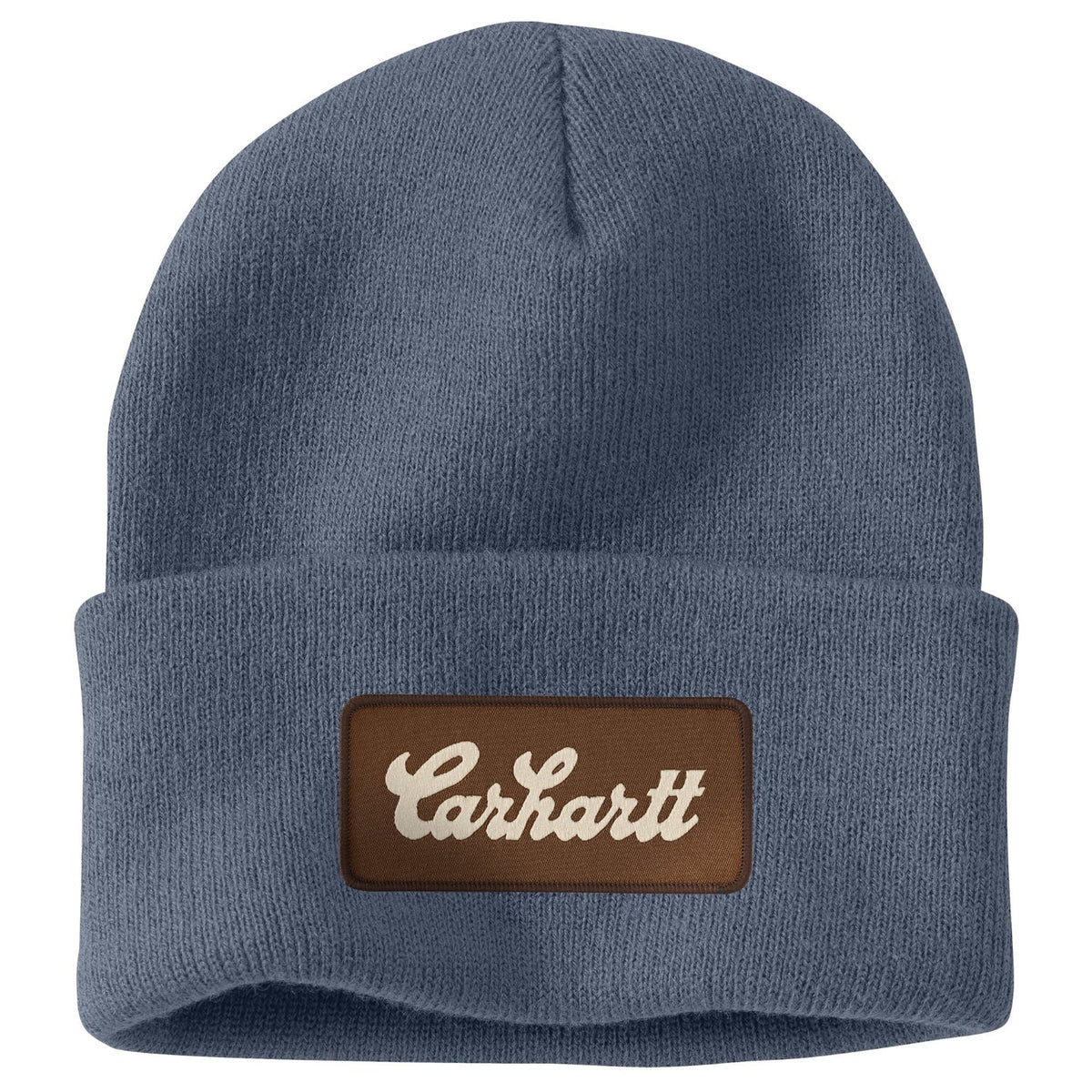 Carhartt Knit Cuffed Script Patch Logo Beanie Hats & Caps Carhartt Bluestone OS