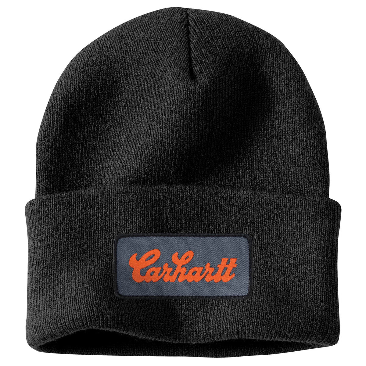 Carhartt Knit Cuffed Script Patch Logo Beanie Hats & Caps Carhartt Black OS