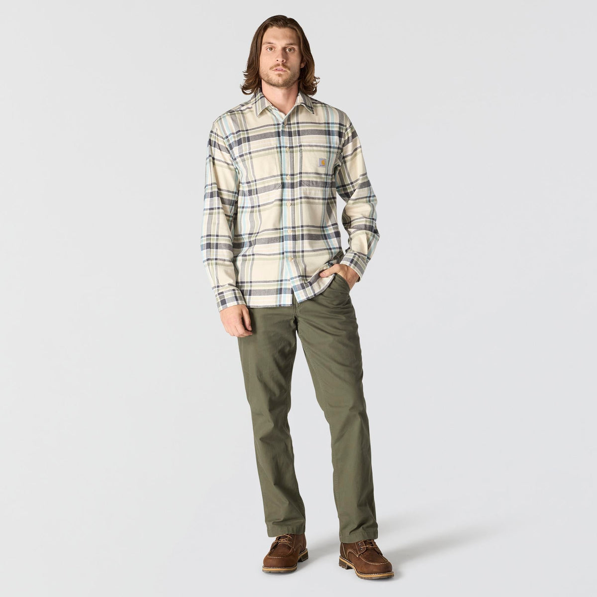 Carhartt Men's Rugged Flex™ Relaxed Fit Midweight Flannel Plaid Work Shirt Work Shirts Carhartt