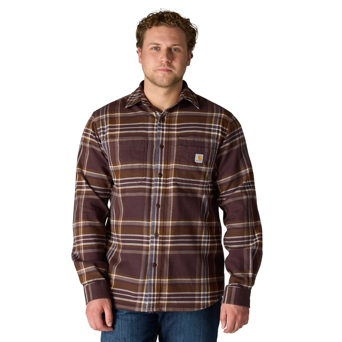 Carhartt Men's Rugged Flex™ Relaxed Fit Midweight Flannel Plaid Work Shirt Work Shirts Carhartt Dark Sepia 2XL Reg