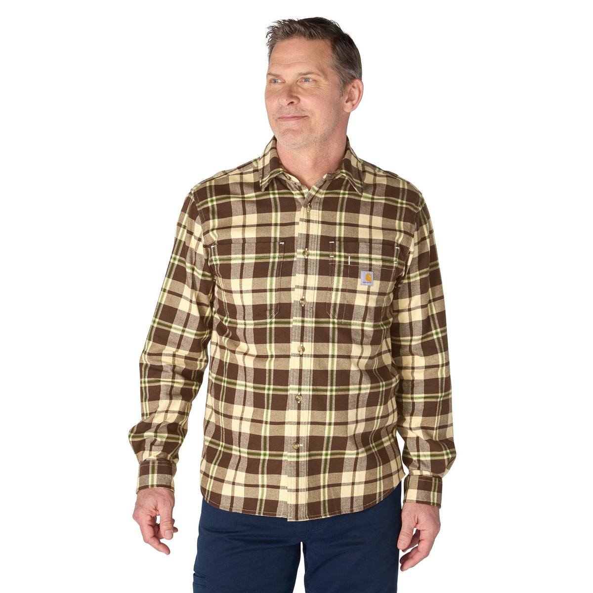 Carhartt Men's Rugged Flex™ Relaxed Fit Midweight Flannel Plaid Work Shirt Work Shirts Carhartt Dark Clove 2XL Reg