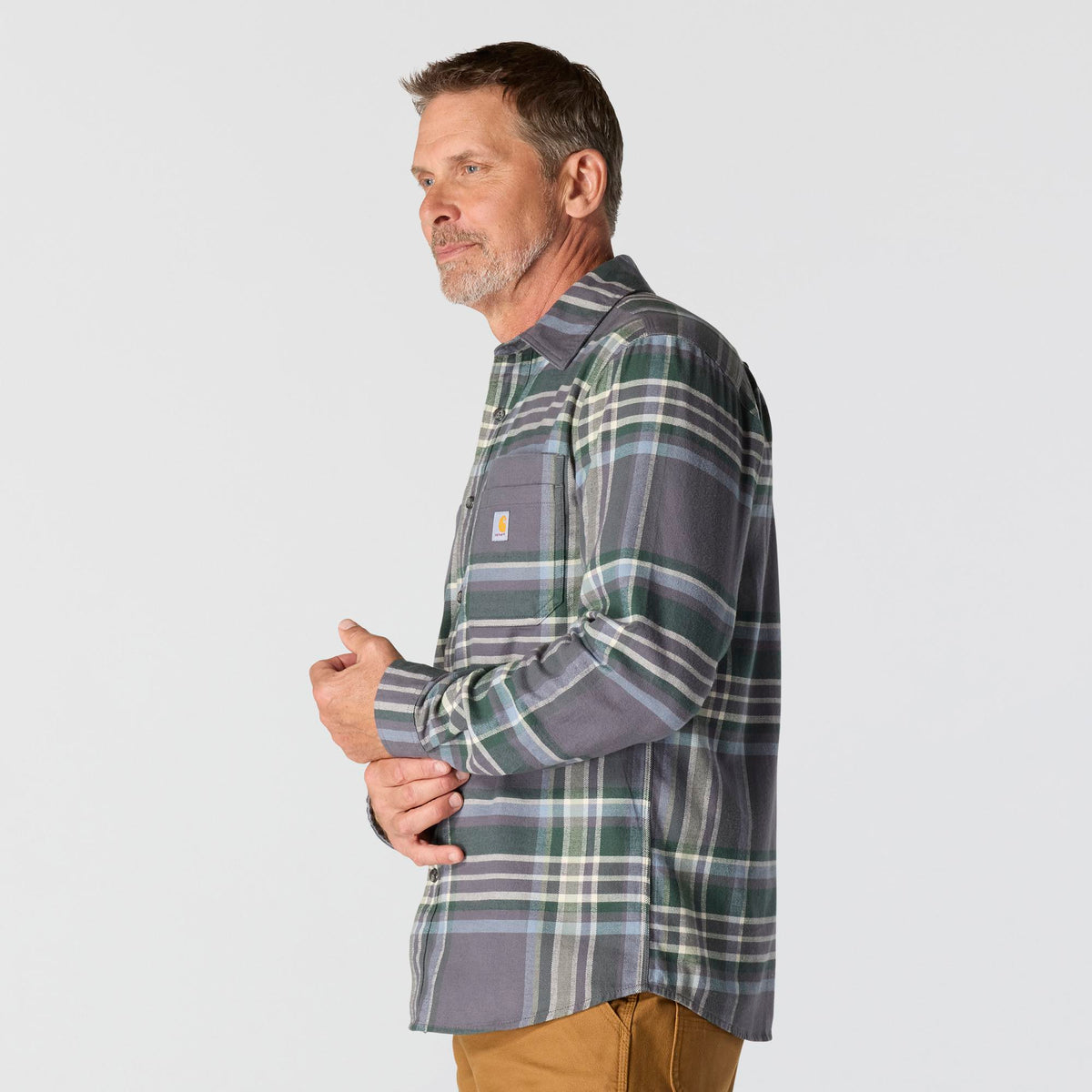 Carhartt Men's Rugged Flex™ Relaxed Fit Midweight Flannel Plaid Work Shirt Work Shirts Carhartt