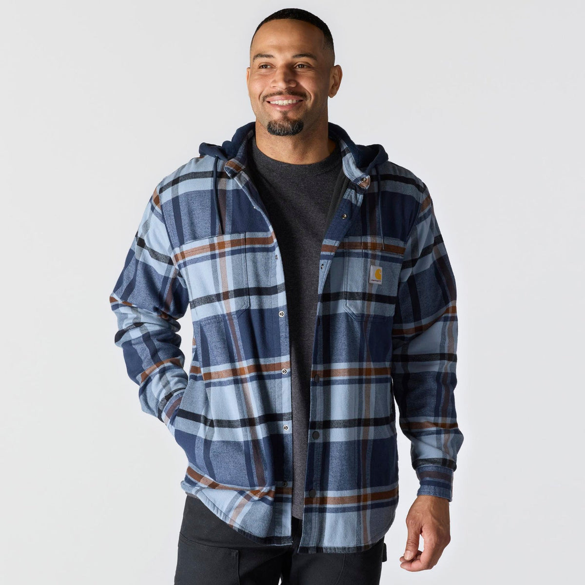 Carhartt Men's Rugged Flex Fleece Lined Long Sleeve Flannel Shirt Jac Long Sleeve T-Shirts Carhartt Navy 2XL Reg